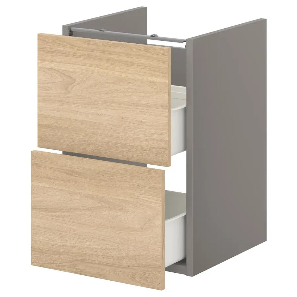 Тумба под умывальник - ENHET  IKEA/ ЭНХЕТ ИКЕА, 40x42x60 см, бежевый/серый