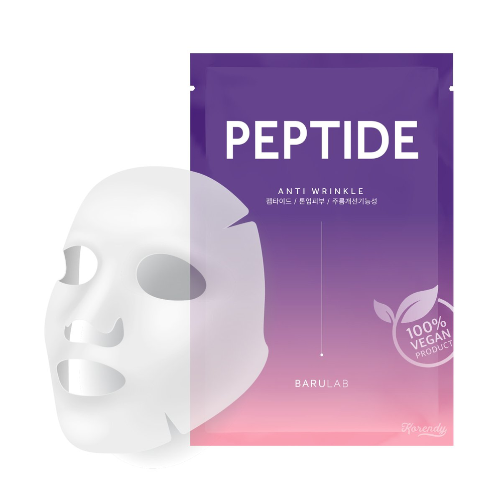 Веганская тканевая маска для упругости кожи с пептидами | Barulab Vegan Mask Peptide Anti Wrinkle 23 г
