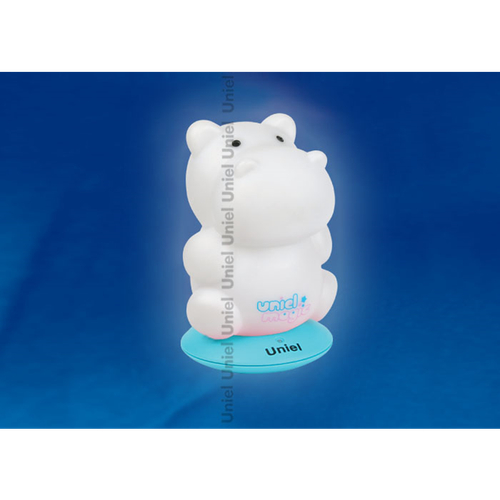 DTL-305-Бегемотик/3color/Base blue/Rech Светильник-ночник серия «Волшебные фонарики» аккумуляторный на голубой подставке. Пластиковая упаковка