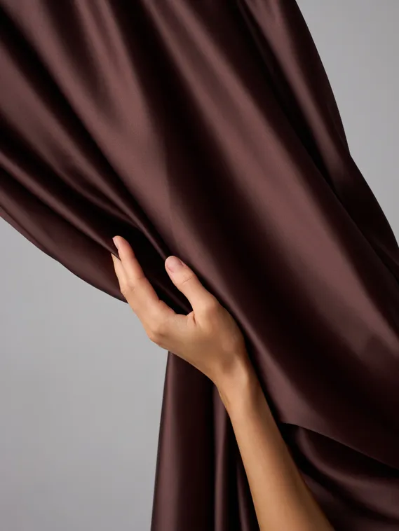 Атлас-стрейч бельевой арт.1007, Китай, шоколад (мерный лоскут)