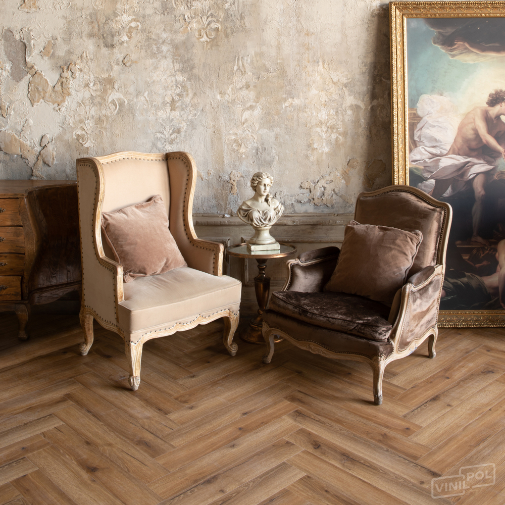 SPC ламинат VINILPOL Herringbon 9933 Паркет Франческо (1.355м2)