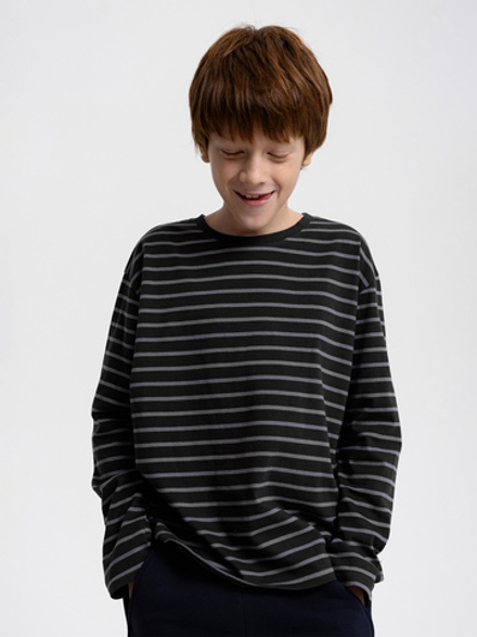 Лонгслив базовый Mjölk Anthracite Stripes