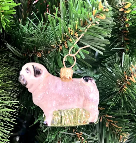 Елочное украшение Мопс, стекло, 5 см., 1 шт., Irena CO (53495)