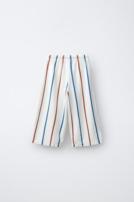 ZARA БРЮКИ В ПОЛОСКУ ИЗ РЕЛЬЕФНОЙ ТКАНИ, ЭКРЮ