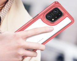 Защитный двухкомпонентный чехол с красными рамками для смартфона OPPO Find X5 Pro, увеличенные защитные свойства