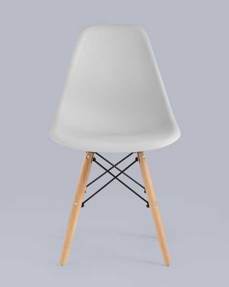 Eames Style DSW светло-серый пластик, стальной каркас, натуральный массив бука