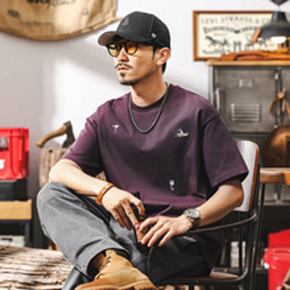 Футболка с короткими рукавами и вышивкой мужской летняя