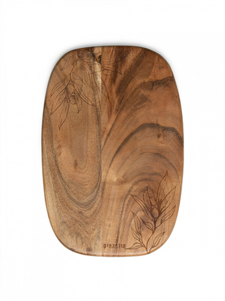 Доска сервировочная DeNASTIA Olivia акация заругленные края, с узором 20x30x1,5 коричневый
