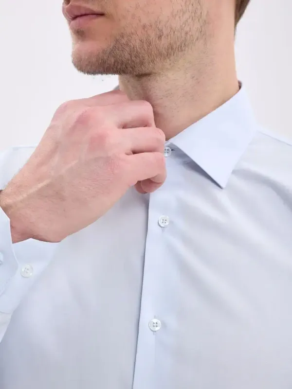 Рубашка на высокий рост LONG SLIM FIT с длинным рукавом, светло-голубая