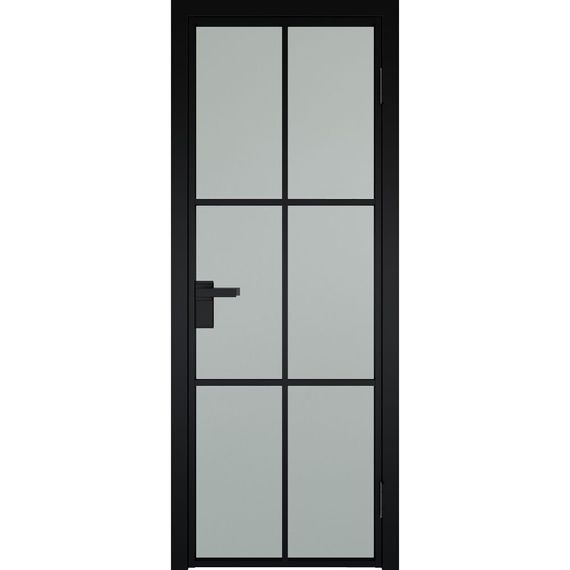 Межкомнатная дверь алюминиевая Profil Doors 3AG чёрная матовая RAL9005 стекло матовое