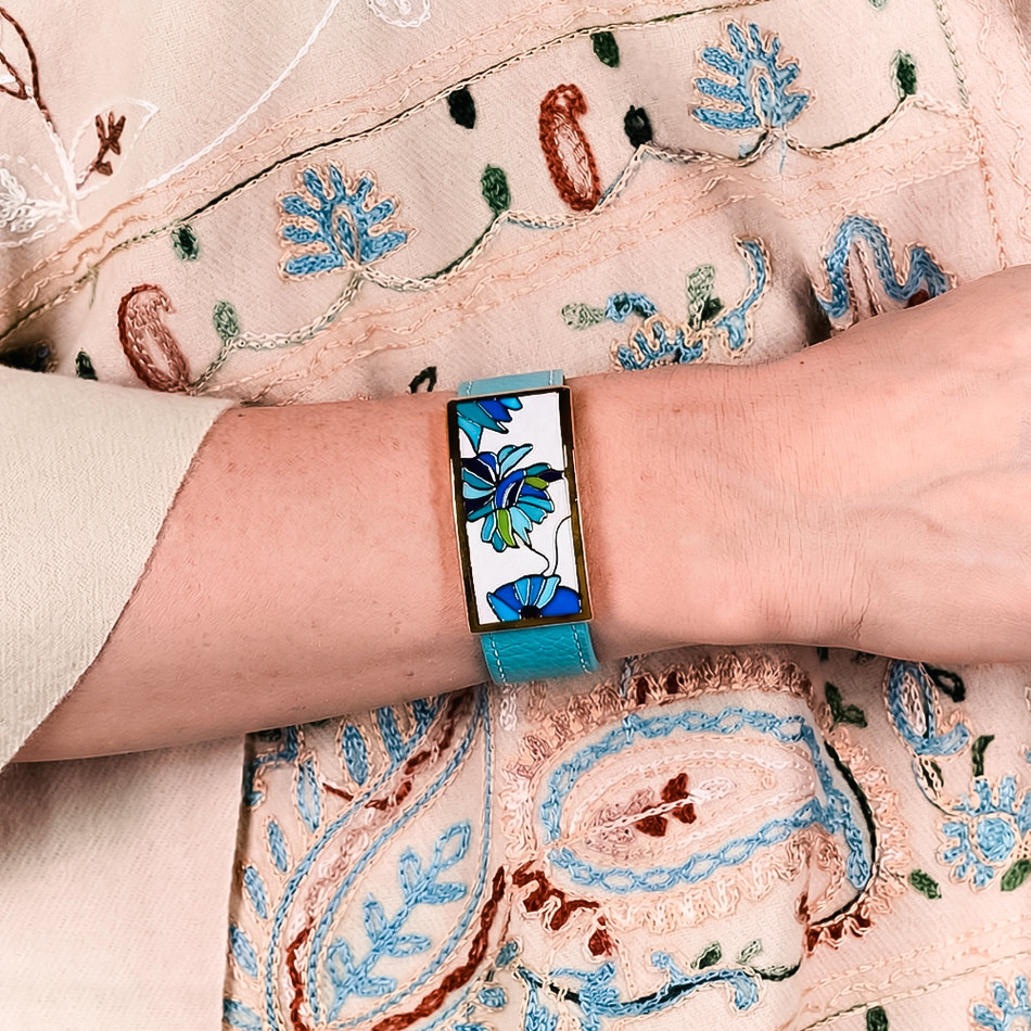 Браслет Fiore Luna на бирюзовом кожаном ремешке CB13599-4