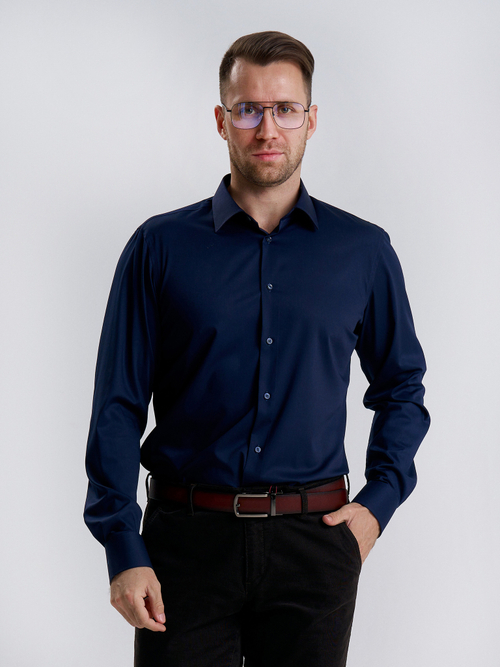 Сорочка мужская VESTER длинный рукав, цвет темно-темно фиолетовый, бамбук/пэ 59818 19