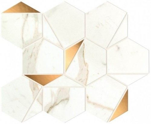 Мозаика ATLAS CONCORDE MARVEL SHINE Calacatta Prestigio Gold Hex Shiny 25,1x29 A4WU