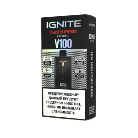 Ignite V100 Peach raspberry - персик-малина 10000 затяжек 20мг (2%)