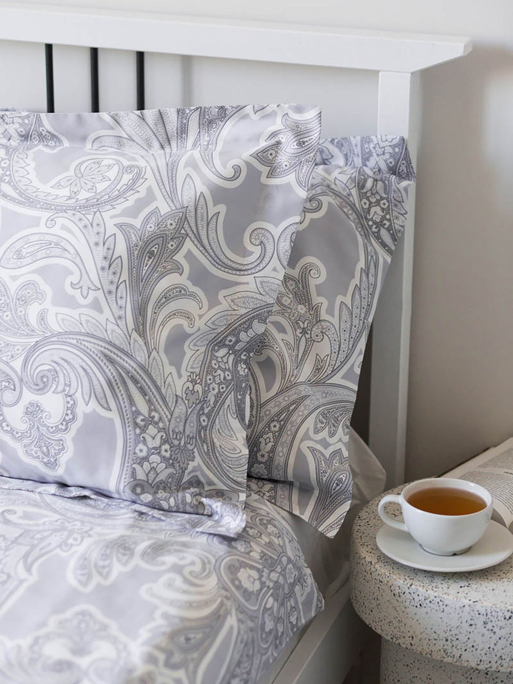 ODA 2 наволочки, сатин серый с узором 50x70см