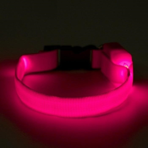Ошейник светящийся узкий для небольших собак, 3 режима, 26см, Розовый