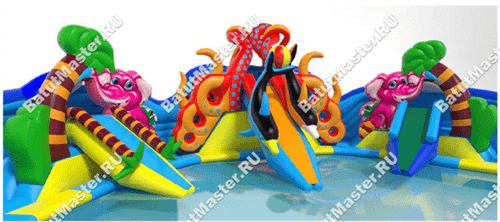 Надувной наземный аквапарк «Аквасфера» с бассейном, 20x18.5x7 м.