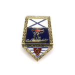 Значок За дальний поход лопата с андр. флагом корабль, алюм.