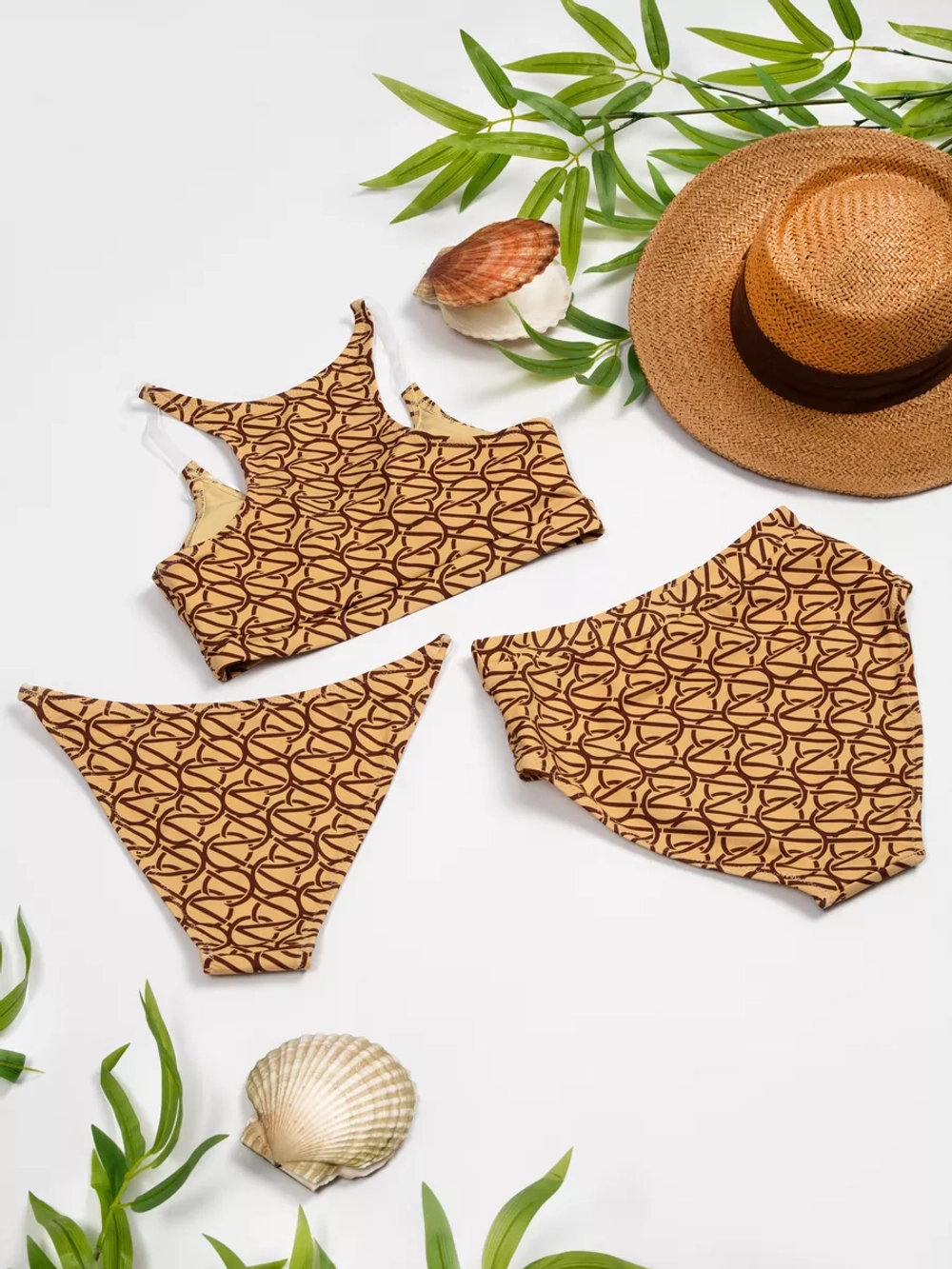 купальник раздельный для бассейна 3 в 1 с двумя плавками