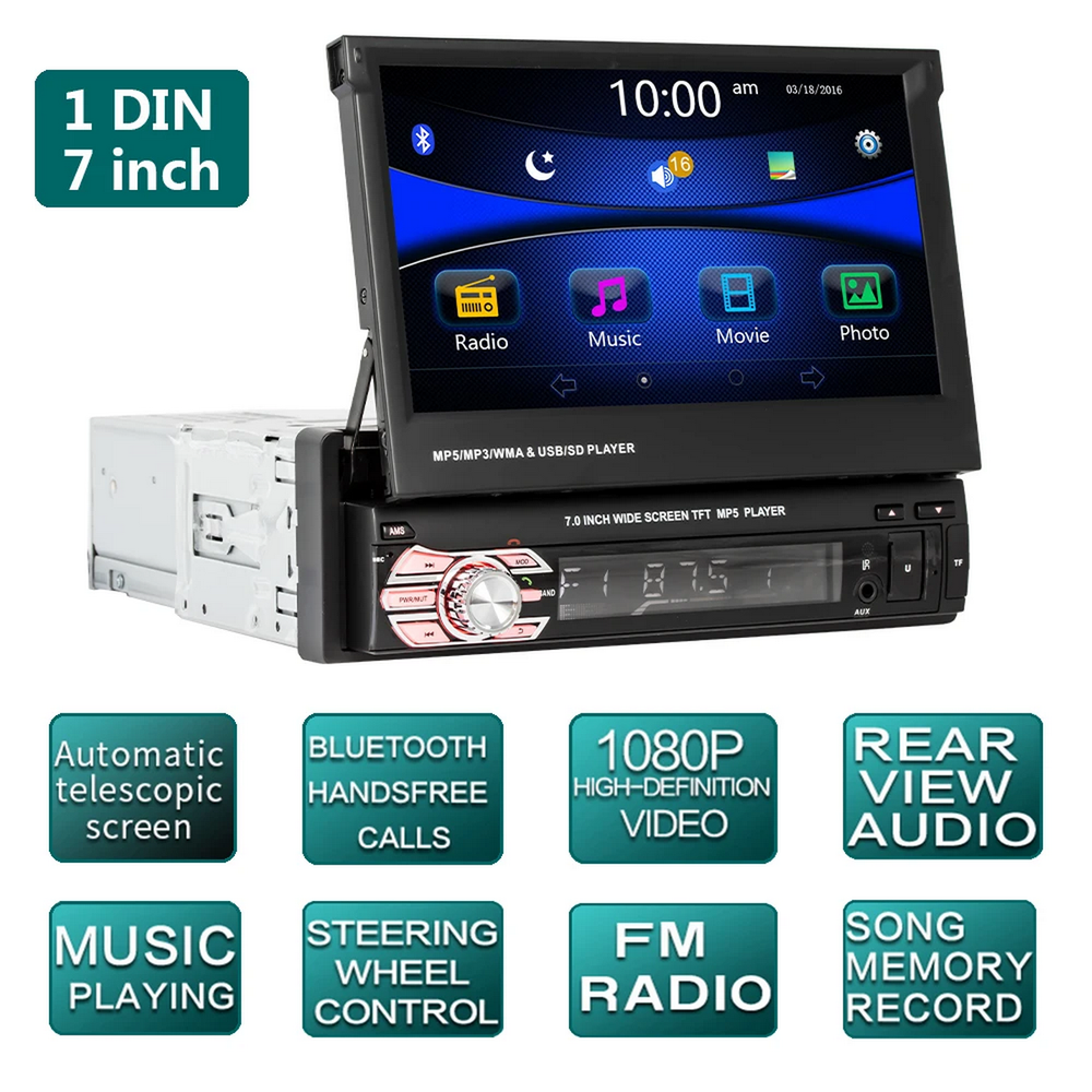 Автомагнитола с выездным экраном 7"/1DIN MP5MP3 Player DV-Pioneer.OK 5166
