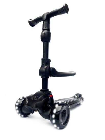 Самокат-беговел со светящимися колёсами 3 в 1 Scooter Micar Moby Black