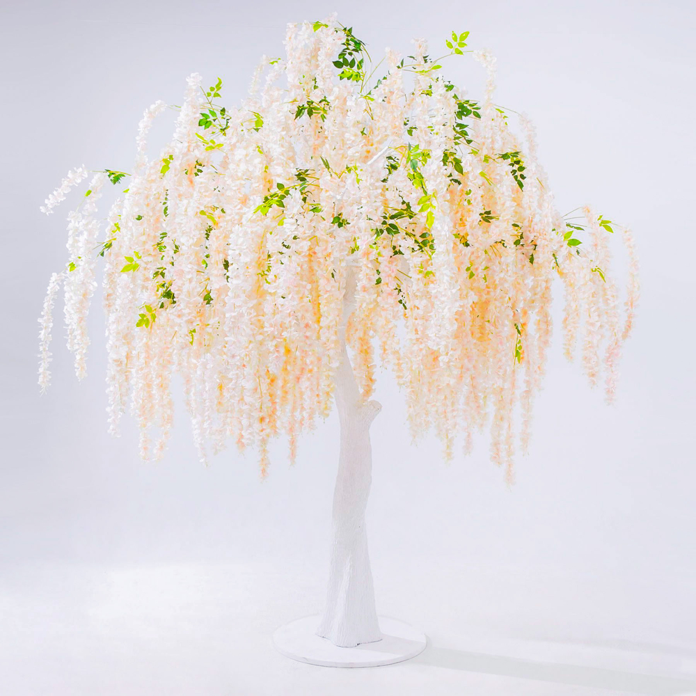 Искусственное дерево "Вистерия Luxe Кремово-Персиковая LUXE/Белый ствол" 2.7 м