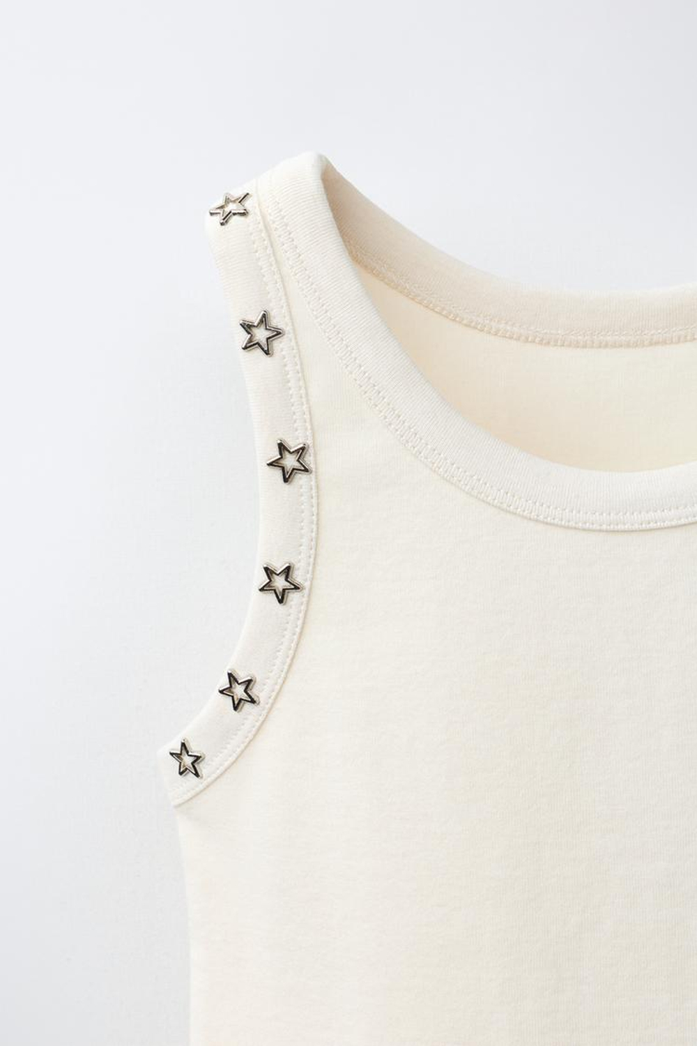 ZARA ТОП С ЗАКЛЕПКАМИ, БЕЖЕВЫЙ