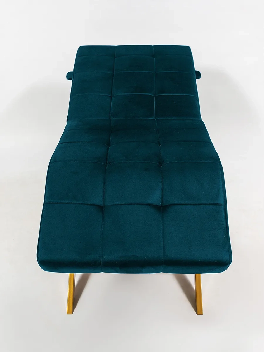 Кушетка анатомическая лофт велюр Masscomplekt цвет темно-зеленый ножки золото