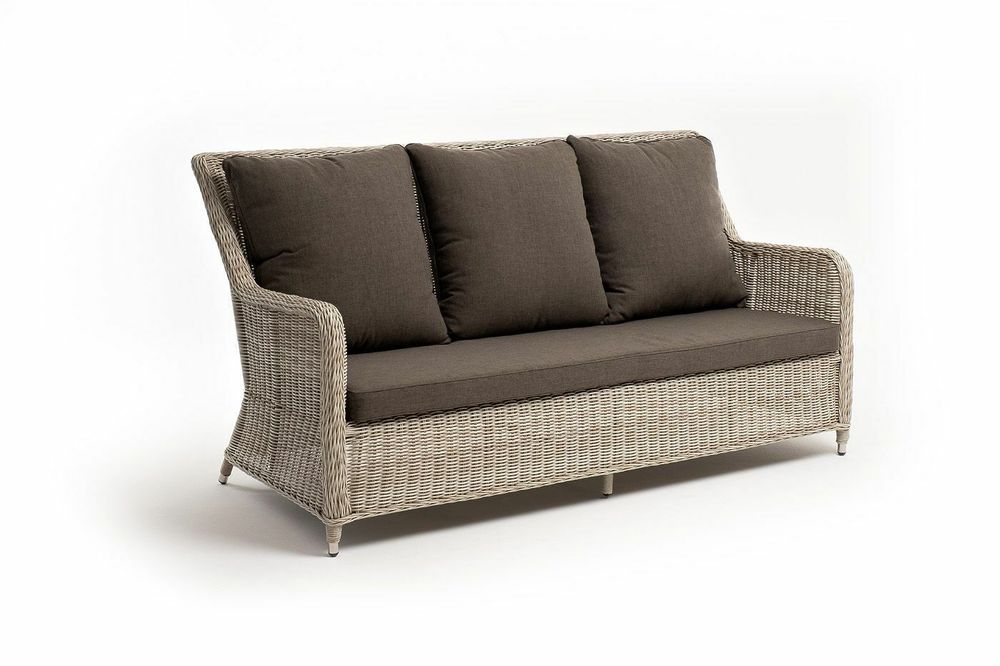 "Гляссе" диван трехместный из искусственного ротанга, цвет бежевый