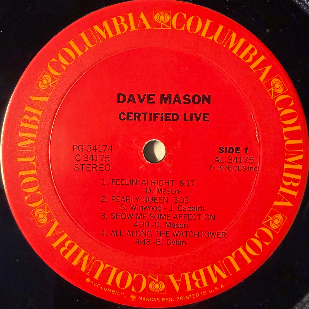 Dave Mason ‎– Certified Live 2LP (США 1976г.)Т