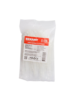 Хомут кабельный 3.6х100 под винт нейл. бел. (уп.100шт) Rexant 07-0104