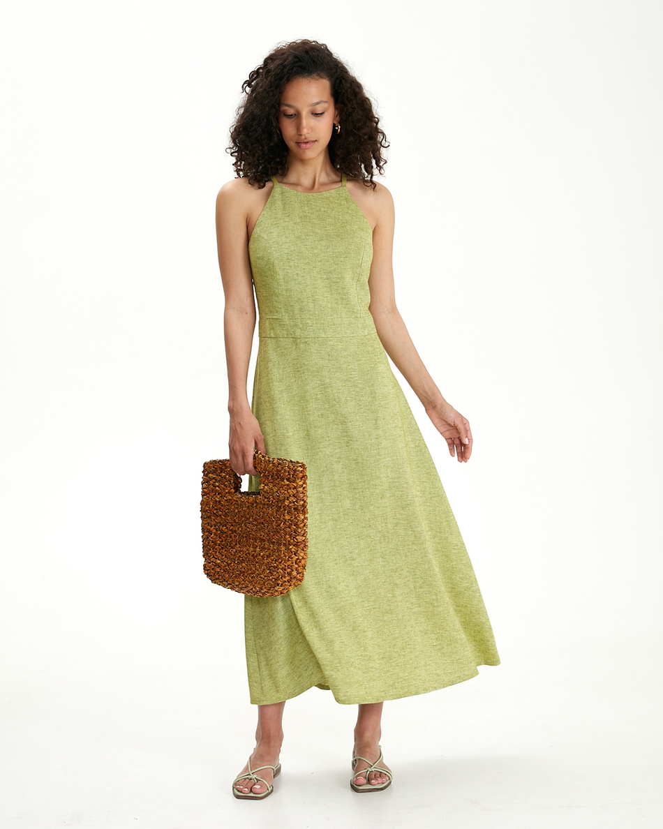 Платье с вырезом холтер изо льна