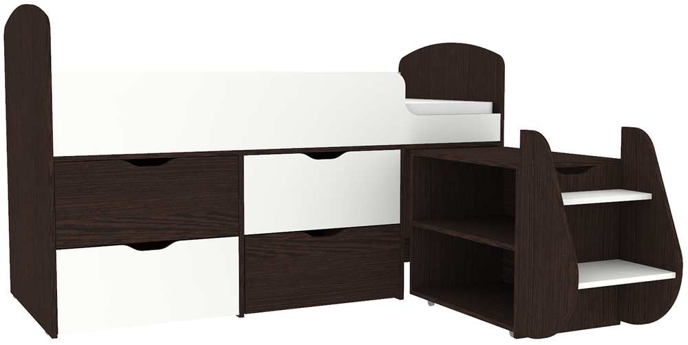 Кровать-чердак КарИВи Малыш 7 Венге Белый