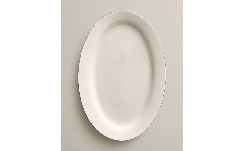 Zara Home блюдо сервировочное из костяного фарфора, цвет золотой, 35 см