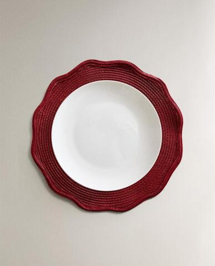 ZARA HOME ПОДСТАВКА ПОД СТОЛОВЫЕ ПРИБОРЫ С КРУЖЕВОМ КРОШЕ (НАБОР ИЗ 2 ШТ.), КРАСНЫЙ