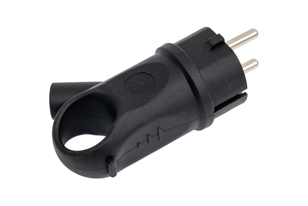 Вилка 2К+З угловая каучуковая 16А/250В IP44 Чёрная MultiSet MST1102BK Systeme Electric