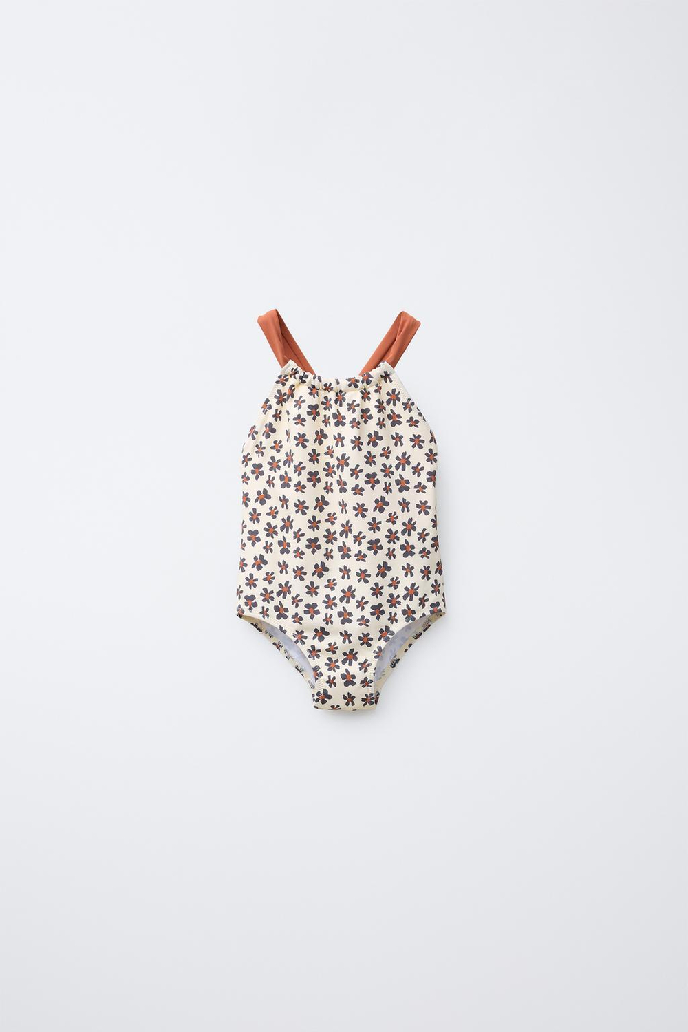 ZARA КУПАЛЬНИК С ЦВЕТОЧНЫМ ПРИНТОМ, ЧЕРЕПИЧНЫЙ