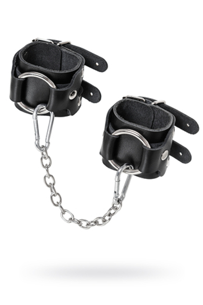 Наручники-браслеты с двумя ремешками натуральная кожа чёрные