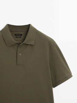 Massimo Dutti Поло из рельефного хлопкового пике, хаки