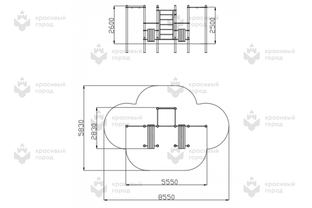 Воркаут 3 турника, канат, шведская стенка, кольца и 2 скамьи для пресса
