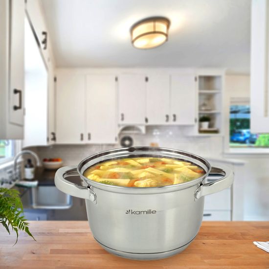 Набор кастрюль 8 предметов из нержавеющей стали Kamille KM-5637S (1,0 л; 1,8 л; 2,5 л; 3,8 л)