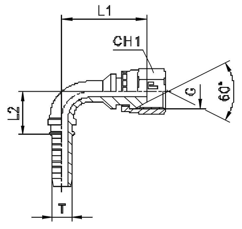 Фитинг DN 16 BSP (Г) 3/4 (90)
