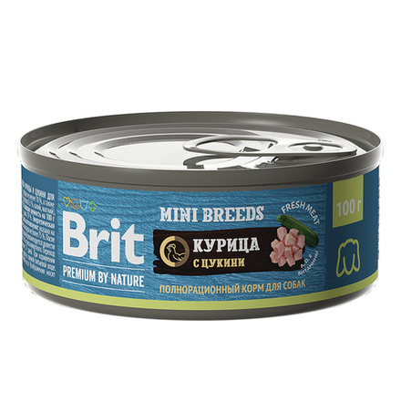 Консервы Brit Premium By Nature с курицей и цукини для взрослых собак мелких пород 100 г