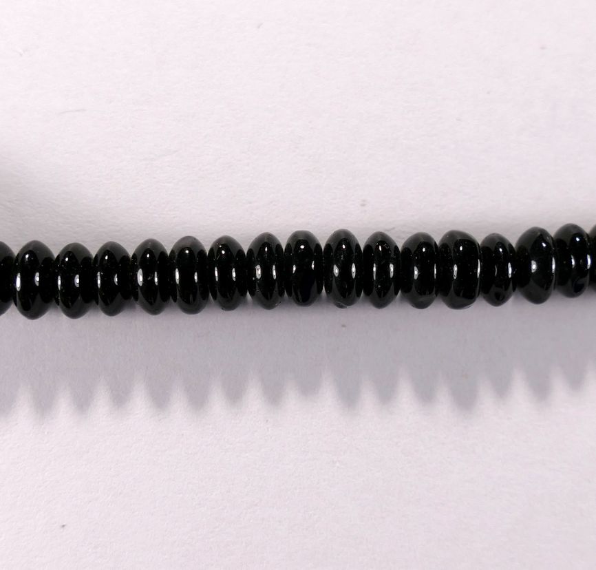 Бусина из оникса черного, фигурная, 3x6 мм (рондель, гладкая)