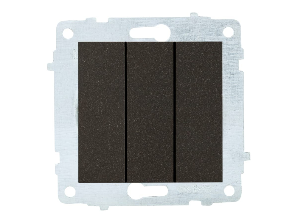 Выключатель 3-кл OVIVO 10А черный металик 600-000217-254