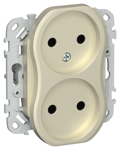 FLITE Розетка 2-местная без заземления без защитных шторок безвинтовое крепление 10А РС02-1-ФлШ шампань IEK