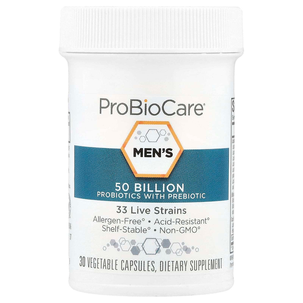 ProBioCare, пробиотики с пребиотиками для мужчин, 50 млрд, 30 растительных капсул