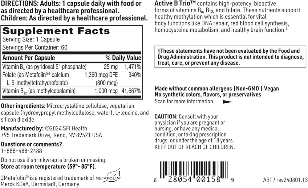 Klaire Labs - Active B Trio 60 capsules