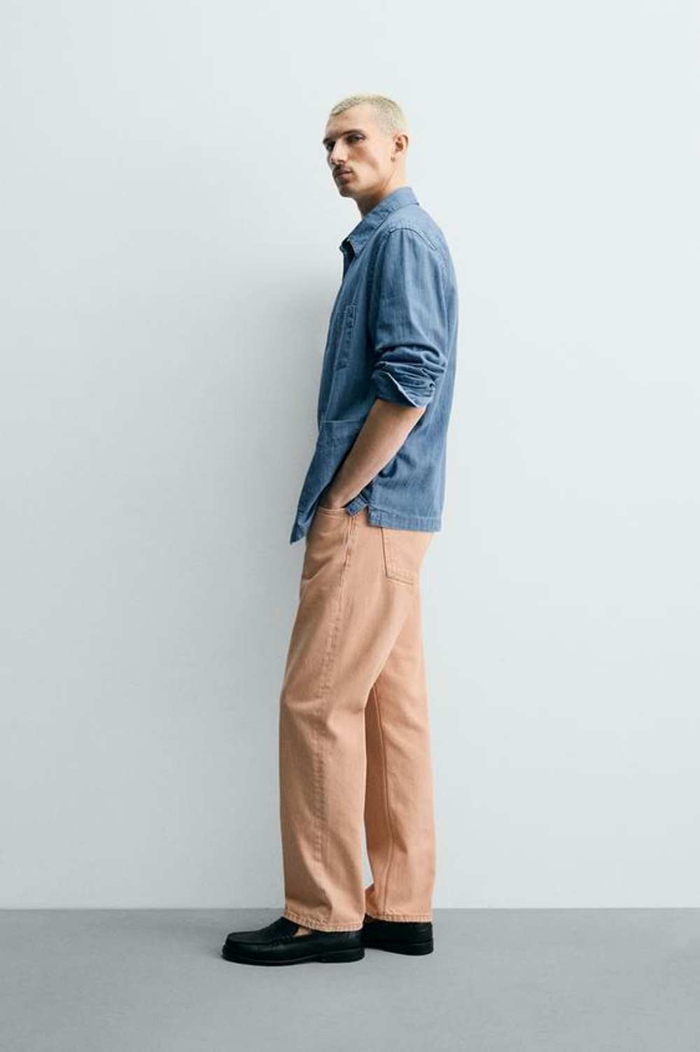 ZARA ДЖИНСЫ STRAIGHT FIT С ЭФФЕКТОМ ПОТЕРТОСТИ, ОРАНЖЕВЫЙ