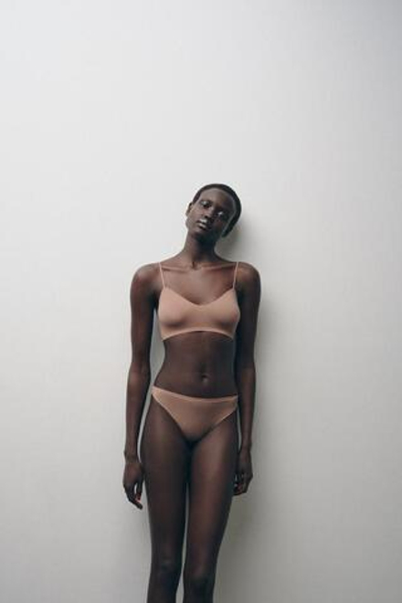 ZARA ТРУСЫ-ТАНГА ИЗ ПОЛИАМИДА, БЕЖЕВЫЙ